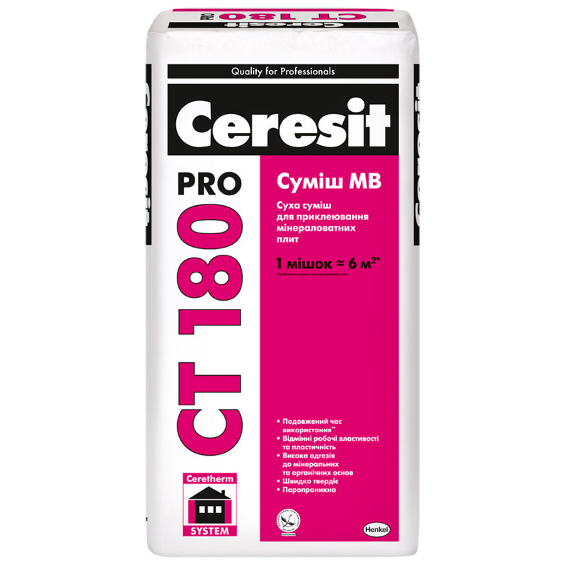 Клей Ceresit CT 180 для минераловатных плит (25кг) - фото 3-1